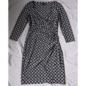 Lauren Ralph Lauren Dress Midi Stretch V Neck Faux Wrap Womens Size 4